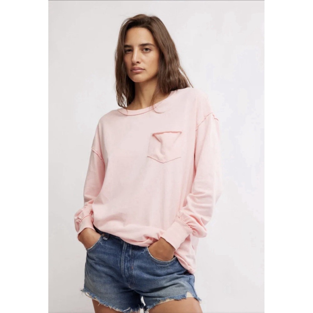 Free People We The Free Pale Rosette Long Sleeve Fade Into You Tee Size Medium